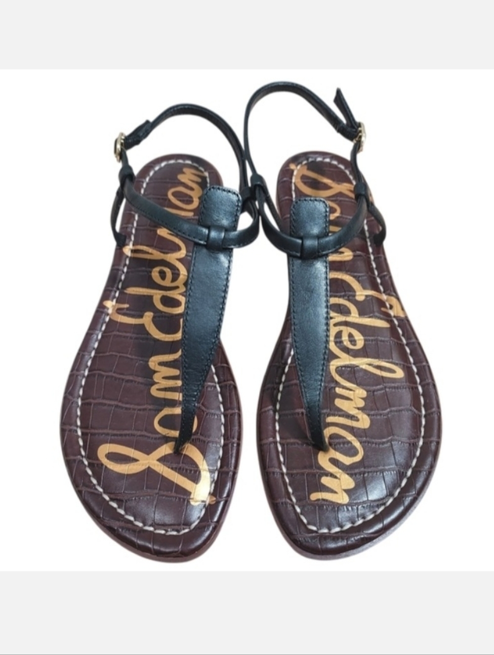 Sam Edelman Black Leather Gigi Thong Sandals 8.5